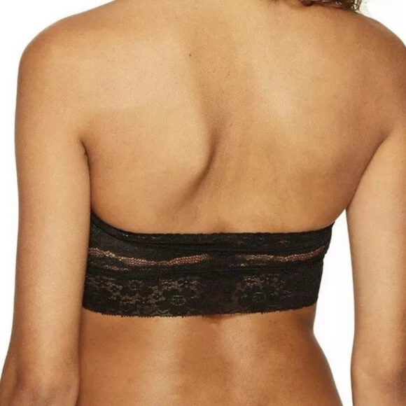 FREE PEOPLE INTIMATELY LACE BANDEAU BRALETTE SCALLOP DETAILS IN BLACK SIZE S - Picture 7 of 10